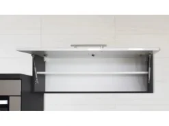 Respekta Premium Inselküche 310 cm Weiß Hochglanz-Eiche Grau