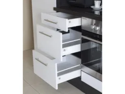 Respekta Premium Inselküche 310 cm Grau Hochglanz-Eiche Grau