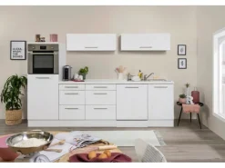 Respekta Premium Inselküche 280 cm Weiß Hochglanz