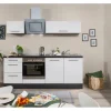 Respekta Premium Küchenzeile 210 cm Weiß Hochglanz-Eiche Grau mit 60 l Ofen
