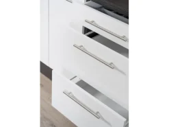 Respekta Premium Küchenzeile 240 cm Weiß Hochglanz-Eiche Grau