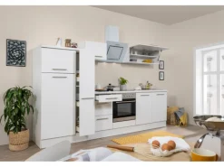Respekta Premium Küchenzeile 300 cm Weiß Hochglanz