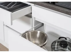 Respekta Premium Küchenzeile Grifflos 445 cm Schwarz Hochglanz-Weiß
