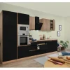 Respekta Premium Küchenzeile GLRP345HESSGKEOES Grifflos 345 cm Schwarz Eiche NB