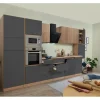 Respekta Premium Küchenzeile GLRP395HESGGKEOES Grifflos 395 cm Grau Eiche NB