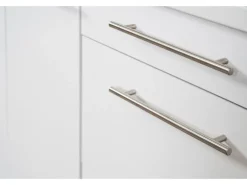 Respekta Premium Küchenzeile 270 cm Hochbau Weiß Hochglanz-Eiche Grau