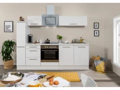 Respekta Premium Küchenzeile 240 cm Weiß Hochglanz