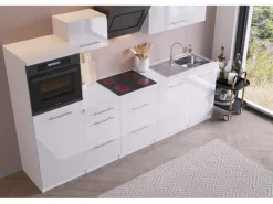 Respekta Premium Küchenzeile RP280HWW42060BS 280 cm Hochglanz Weiß