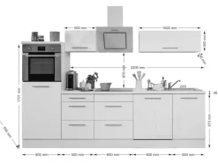 Respekta Premium Küchenzeile RP280HWW42060BS 280 cm Hochglanz Weiß