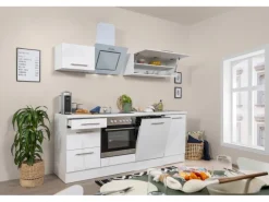 Respekta Premium Küchenzeile 220 cm Weiß Hochglanz