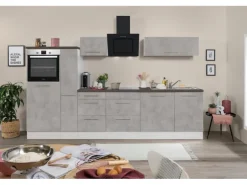 Respekta Premium Küchenzeile Amanda 310 cm  Beton-Optik-Weiß