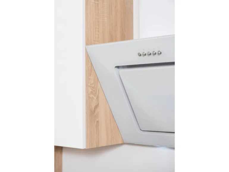 Respekta Premium Küchenzeile Grifflos 395 cm Weiß Matt-Eiche Sägerau