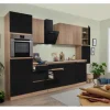 Respekta Premium Küchenzeile GLRP330HESSOES Grifflos 330 cm Schwarz Eiche NB