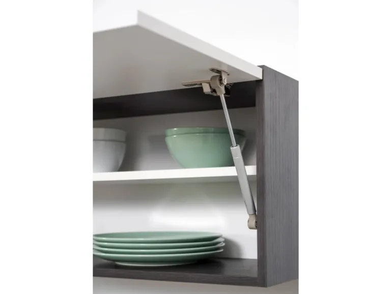 Respekta Premium Winkelküche RP290ESC 290 x 200 cm Schwarz Hochglanz-Eiche Grau