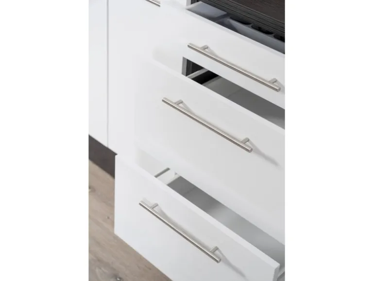Respekta Premium Winkelküche 260 x 200 cm Grau Hochglanz-Weiß