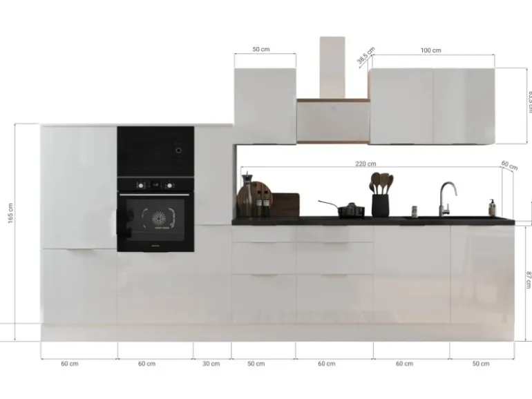 Respekta Selection Küchenzeile Elisabeth RS370HGGH 370 cm Grau
