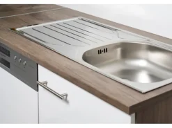 Respekta Winkelküche 310 cm Grau Seidenglanz-Eiche York Nachbildung