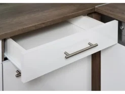 Respekta Winkelküche 280 cm Schwarz Seidenglanz-Eiche York Nachbildung