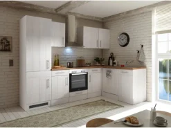 Respekta Winkelküche Anton 280 x 172 cm Landhaus Lärche Weiß Nachbildung