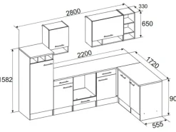 Respekta Winkelküche BEKBL280EGC 280 x 172 cm Grau-Wildeiche Nachbildung