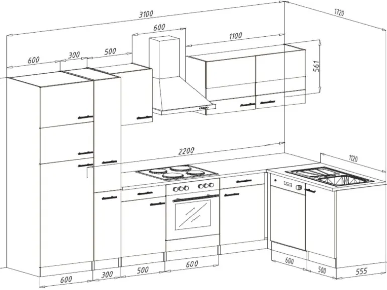 Respekta Winkelküche KBL310ESWSC 310 cm Weiß Sonoma Eiche Sägerau Nachbildung