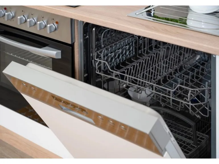 Respekta Winkelküche KBL280ESWS 280 cm Weiß-Eiche Sonoma Sägerau Nachbildung