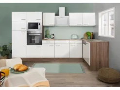 Respekta Winkelküche KBL340EYWMISGKE 340 cm Weiß Eiche York Nachbildung