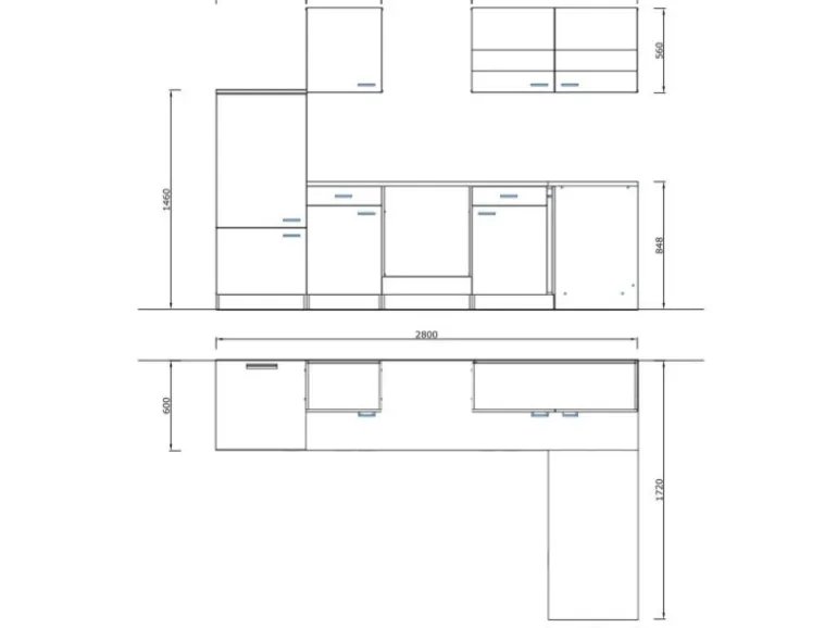Respekta Winkelküche KBL280WGCG 280 x 172 cm Grau-Weiß-Butcher Nussbaum