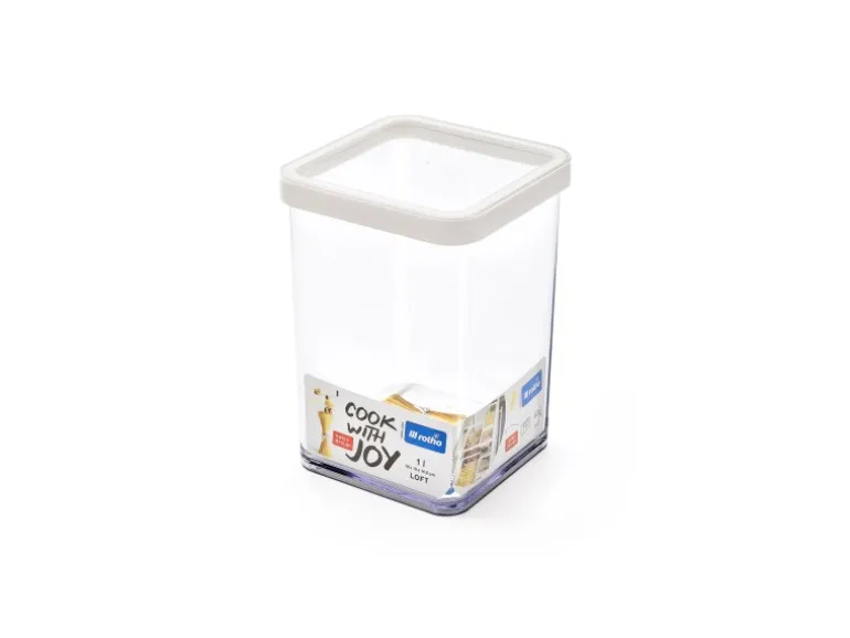 Rotho Dose Loft Premium Quadratisch 1 l Weiß-Transparent