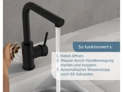 Schütte Sensor-Spültischarmatur Vital mit Herausziehbarem Auslauf Schwarz Matt