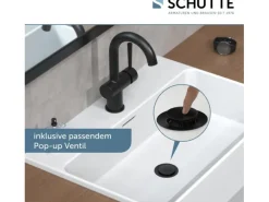 Schütte Waschtischarmatur Cornwall Schwarz Matt