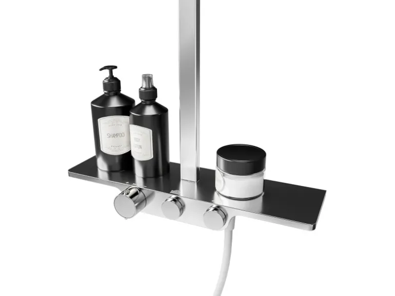 Schulte ExpressPlus Duschsystem Rain II Square mit Thermostat und Ablage