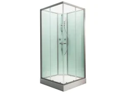 Schulte Komplettduschkabine Korfu II Alu-Natur Hellgrün 89 x 89 x 202 cm