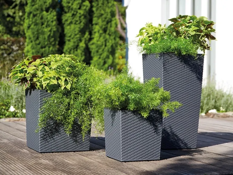 Siena Garden Pflanzgefäß Modern Nizza Graphit 25x25x46,5 cm
