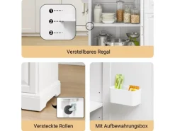 SoBuy Kücheninsel Küchenwagen mit Ausziehbarer Edelstahlarbeitsplatte 130x91x71cm Weiß FKW128-ST