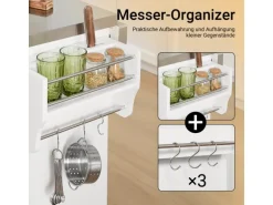 SoBuy Kücheninsel Küchenwagen mit Ausziehbarer Edelstahlarbeitsplatte 130x91x71cm Weiß FKW128-ST