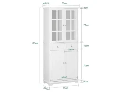 SoBuy Küchenschrank Hochschrank Badezimmerschrank Buffet Kommode FSB76-W