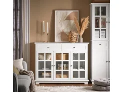 SoBuy Küchenschrank Kücheninsel Kommode Sideboard Buffet Weiß FSB77-W