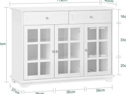 SoBuy Küchenschrank Kücheninsel Kommode Sideboard Buffet Weiß FSB77-W
