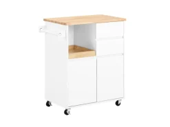 SoBuy Küchenwagen mit Arbeitsplatte Servierwagen Weiß 72x84x40cm FKW123-WN
