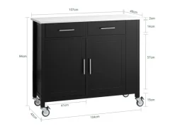 SoBuy Küchenwagen mit Edelstahlplatte Kücheninsel Rollwagen Schwarz FKW108-SCH