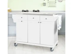 SoBuy Küchenwagen mit Edelstahltop Küchenschrank Rollwagen Weiß FKW33-W