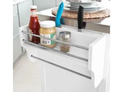 SoBuy Küchenwagen mit Edelstahltop Küchenschrank Rollwagen Weiß FKW33-W