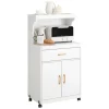 SoBuy Mikrowellenschrank mit Rollen Küchenwagen Weiß 62cm FSB12-W