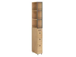 SoBuy Nischenregal mit Rollen und 3 Schubladen Schmal 20x170x40cm NSR13-N