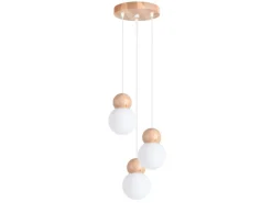 Sollux Lighting Hängeleuchte Pekka 3P Weiß/Naturfarbenes Holz