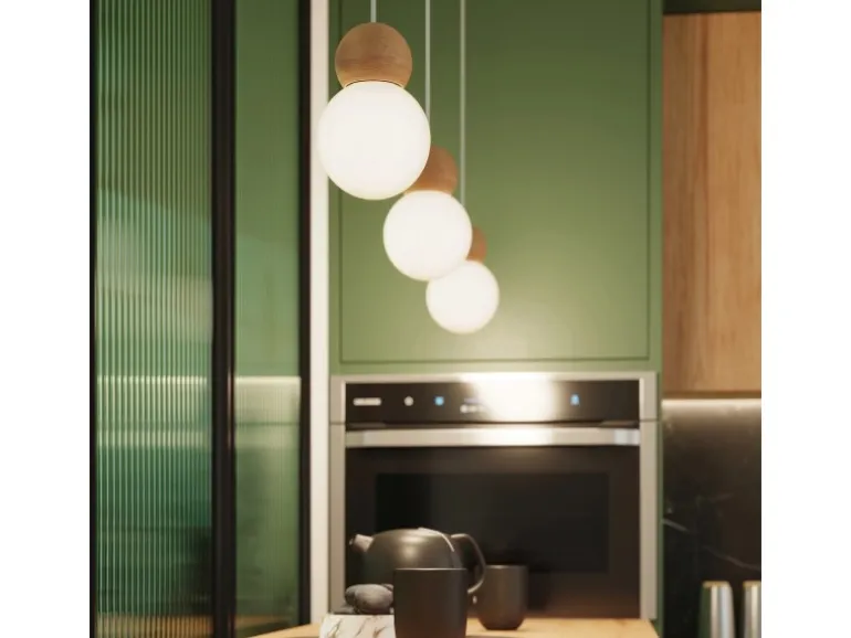 Sollux Lighting Hängeleuchte Pekka 3P Weiß/Naturfarbenes Holz