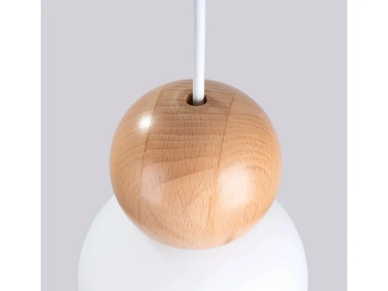 Sollux Lighting Hängeleuchte Pekka 3P Weiß/Naturfarbenes Holz