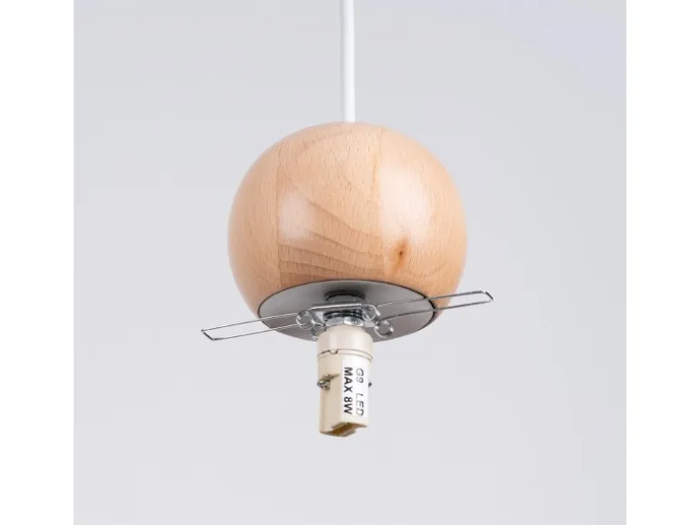 Sollux Lighting Hängeleuchte Pekka 3P Weiß/Naturfarbenes Holz