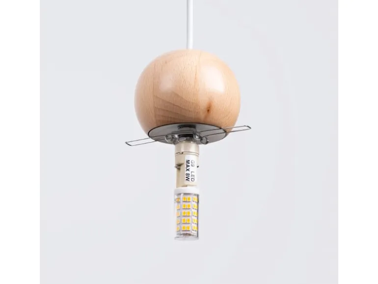 Sollux Lighting Hängeleuchte Pekka 3P Weiß/Naturfarbenes Holz
